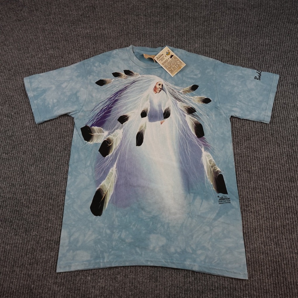 Vintage Mountain Shirt Mens Medium Blue Native Spirit Marie Buchfink USA